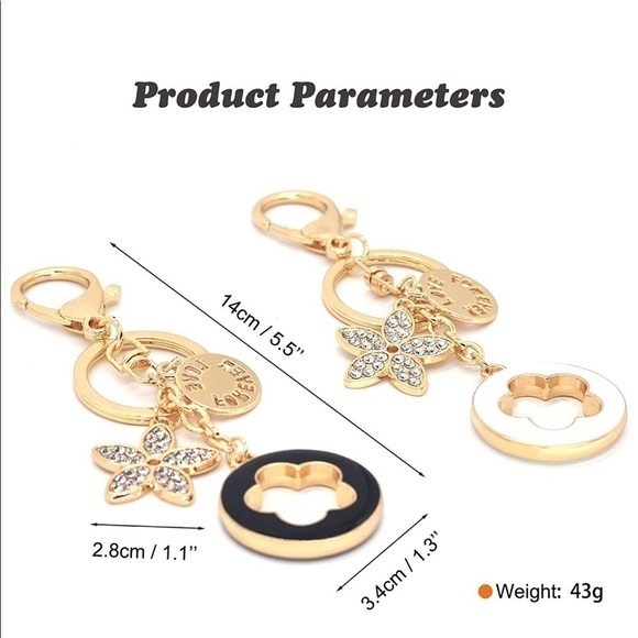 Designer Inspired Purse Charm/key Chain White&Gold - Picture 4 of 5